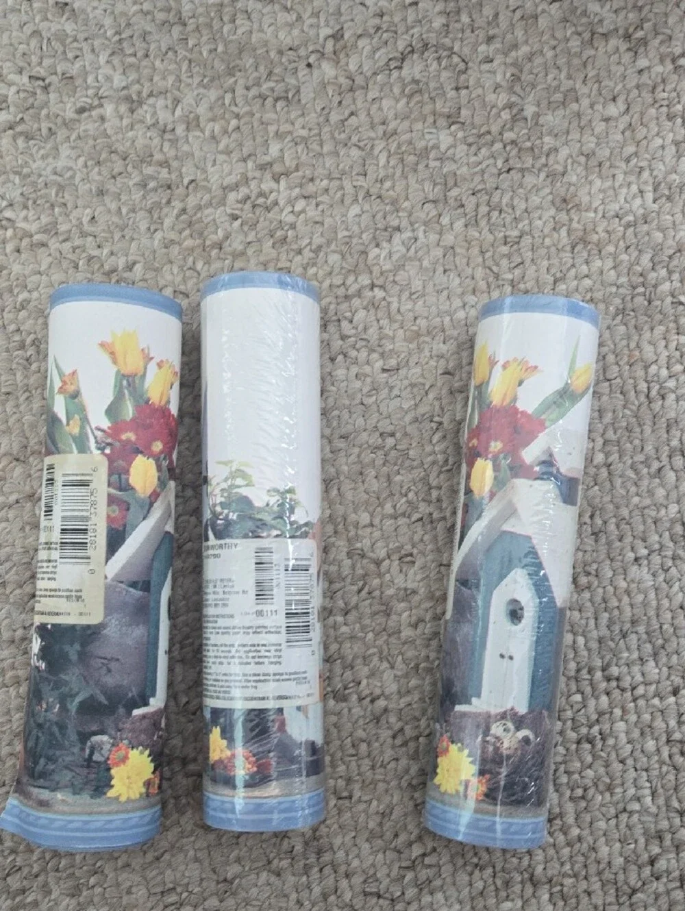 Vintage Sunworthy Birdhouse Wallpaper Border – 8‑Inch Height – Lot of 3 Rolls